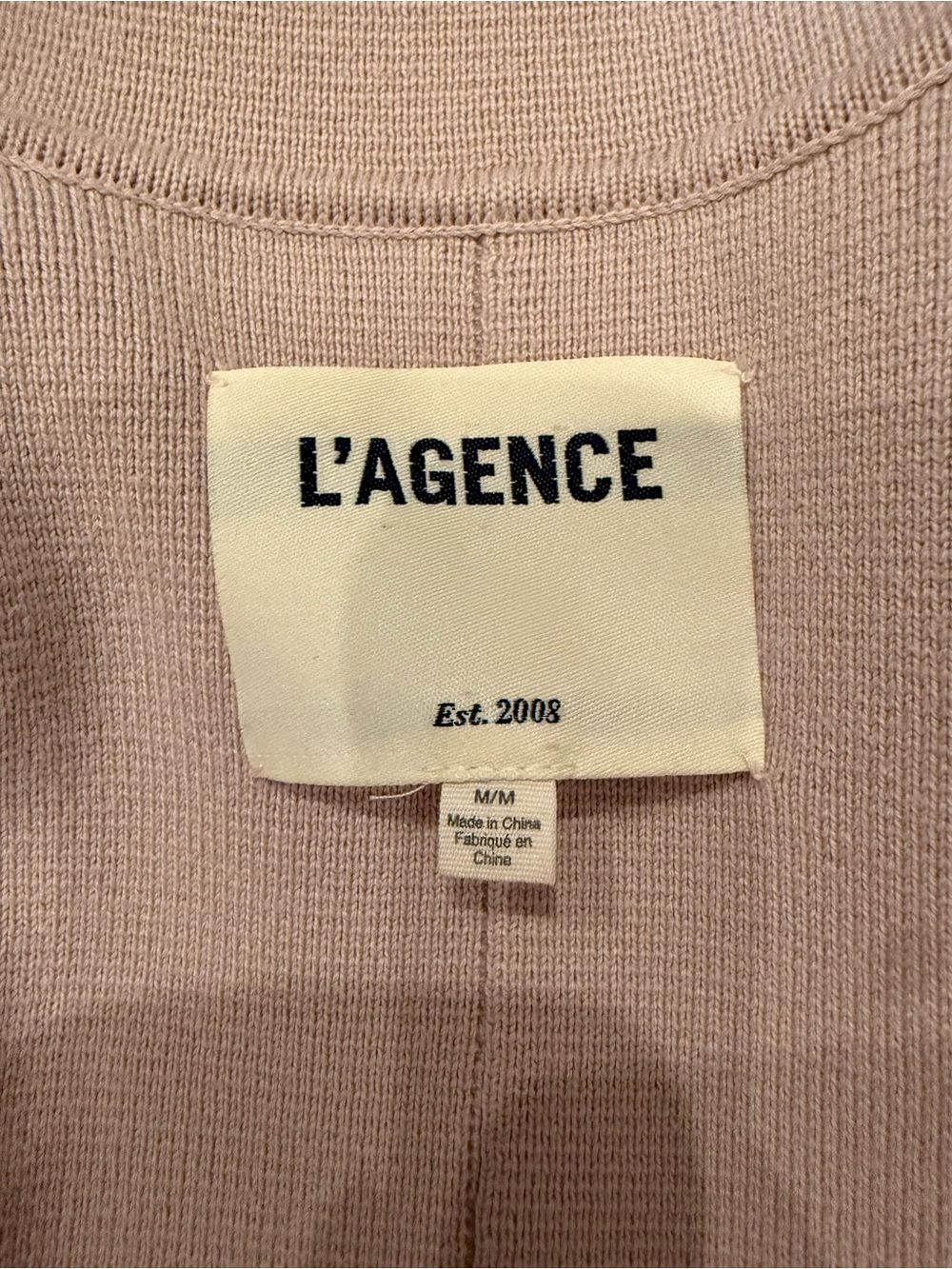 L’AGENCE Eileen Knit Double-Breasted Boyfriend Knit Blazer Blush Pink M $525 - Picture 13 of 15